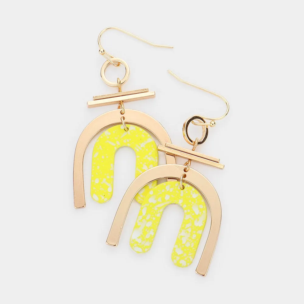 iLLASPARKZ Geometric Brass Metal Paint Splash Arch Link Dangle Earrings