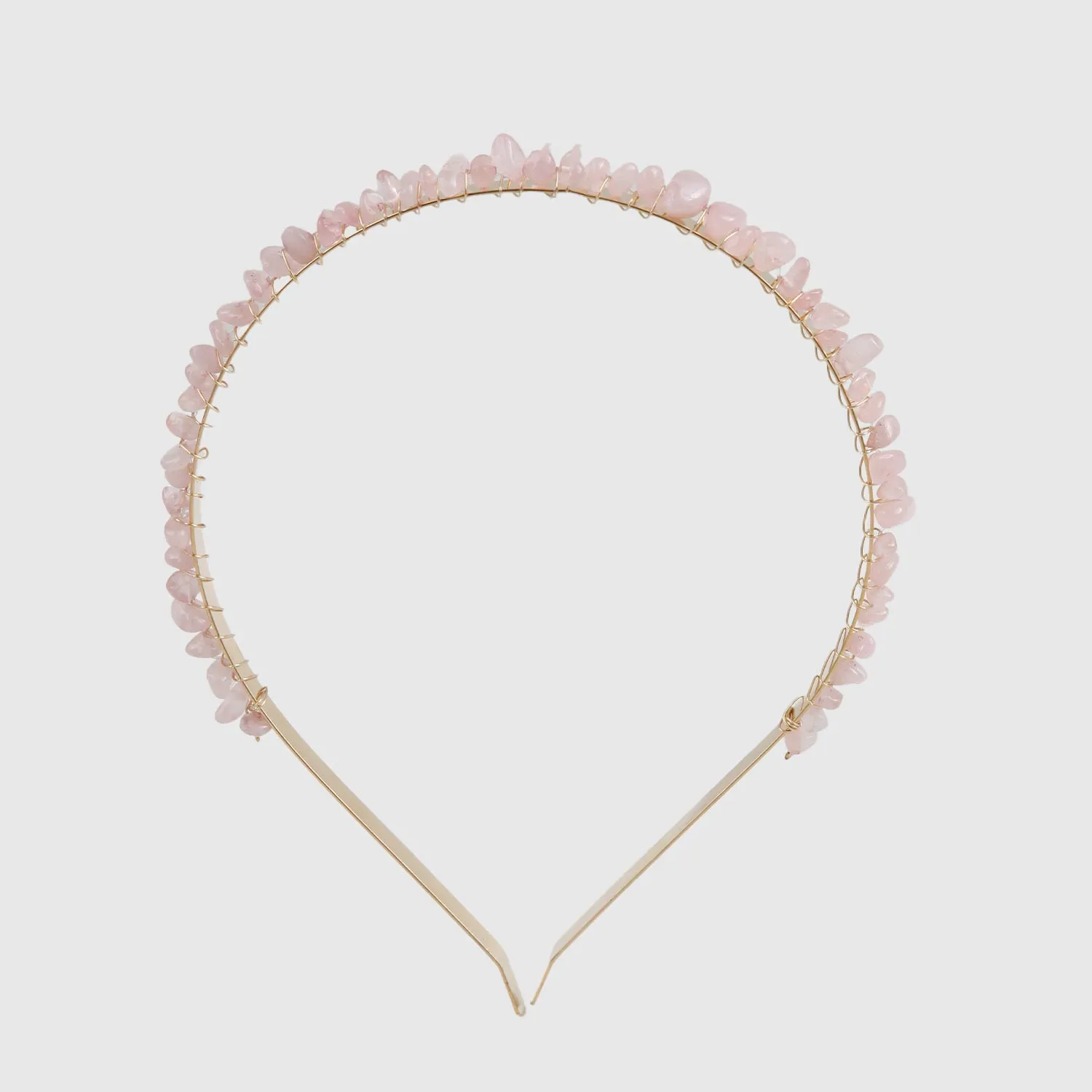 Illytrilly Golden Headband With Pink Stones For Little Girls