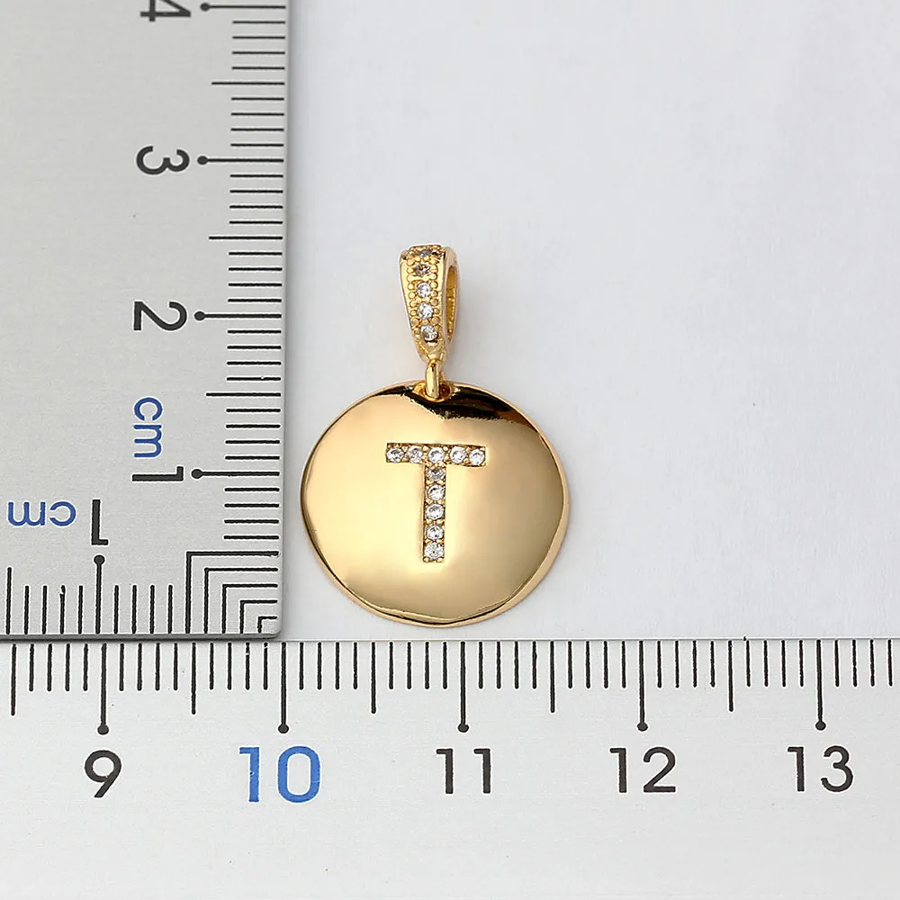 Initial Disc Necklace Gold