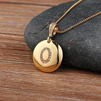 Initial Disc Necklace Gold