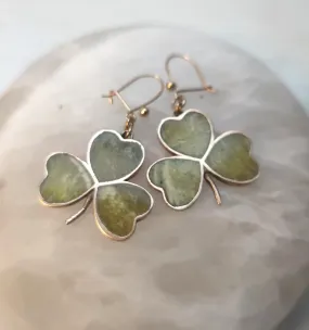 Irish trefoil gold and serpentine earrings