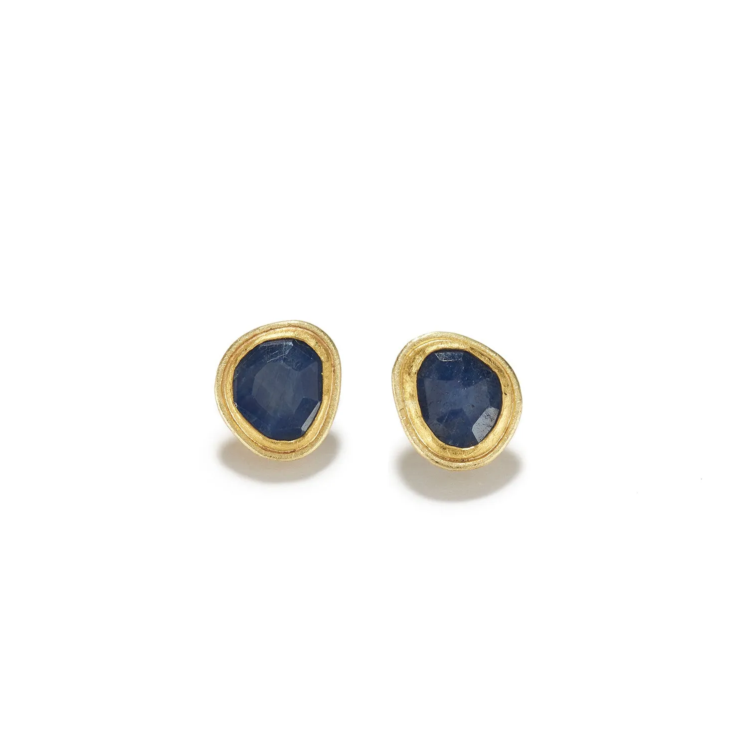 Irregular Oval Rose-Cut Sapphire Earrings