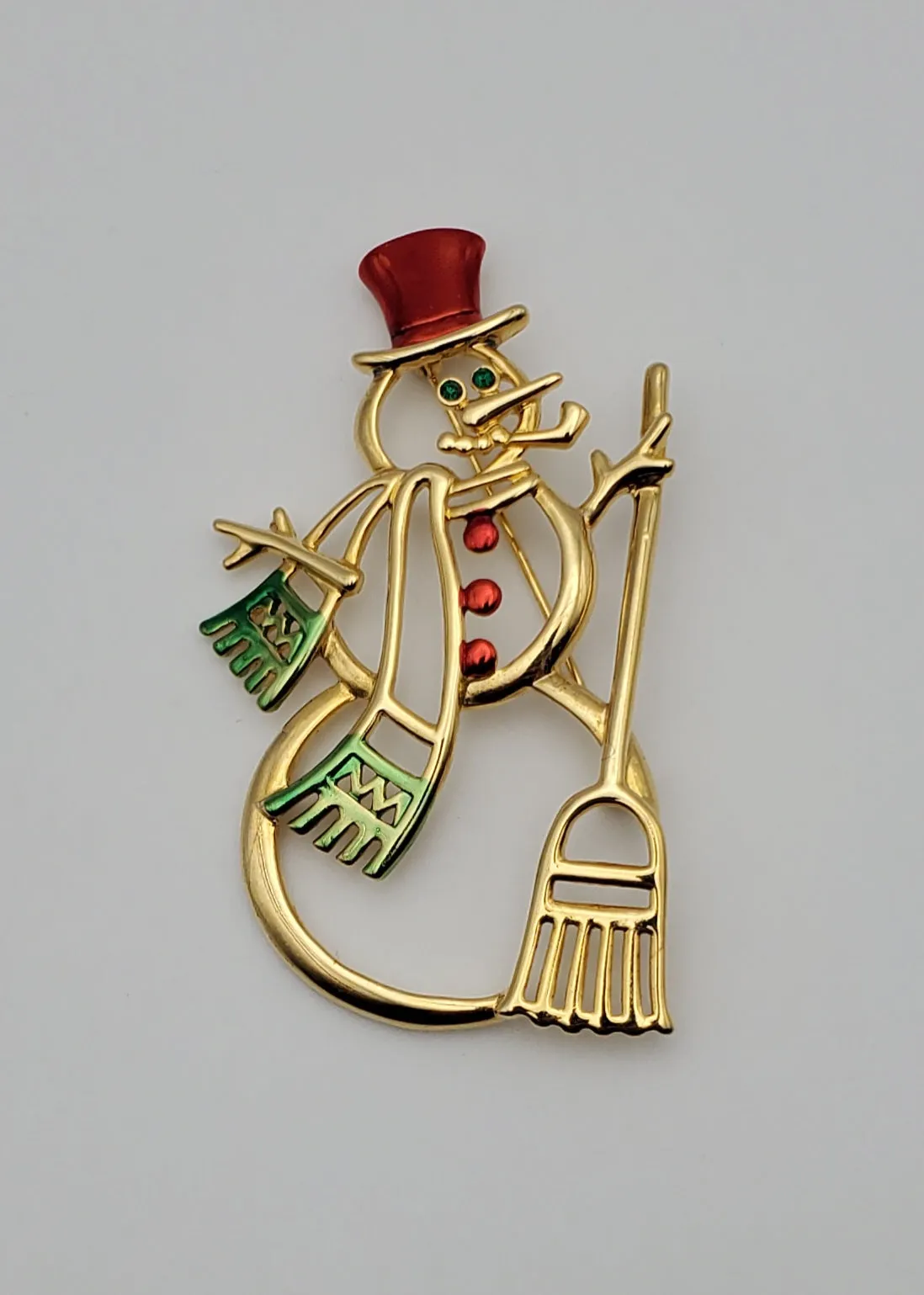 Jonette Jewelry - Vintage Gold Tone Snowman Brooch