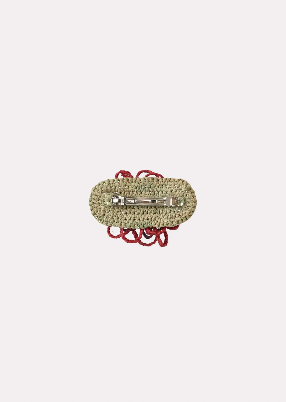 Kids Caramel RAFFIA FLOWER BARRETTE HAIR CLIP - RED/BLUE