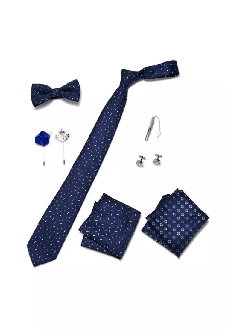 Kings Collection Bow Tie, Pocket Square, Brooch, Tie Clip 8 Pieces Gift Set (KCBT2148)