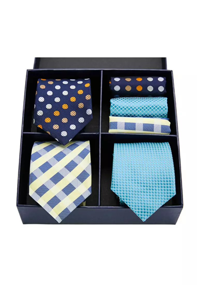 Kings Collection Tie, Pocket Square 6 Pieces Gift Set (KCBT2128)