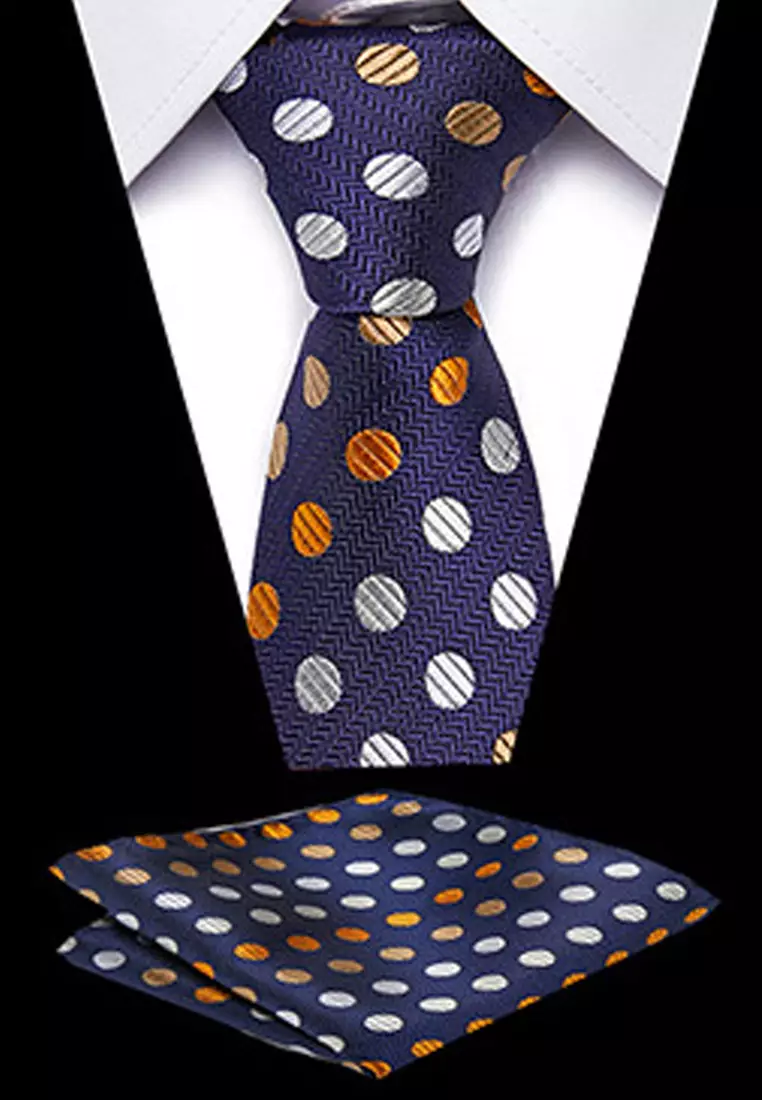 Kings Collection Tie, Pocket Square 6 Pieces Gift Set (KCBT2128)