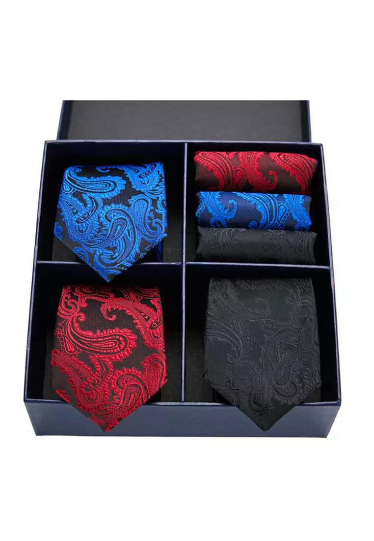 Kings Collection Tie, Pocket Square 6 Pieces Gift Set (KCBT2185)