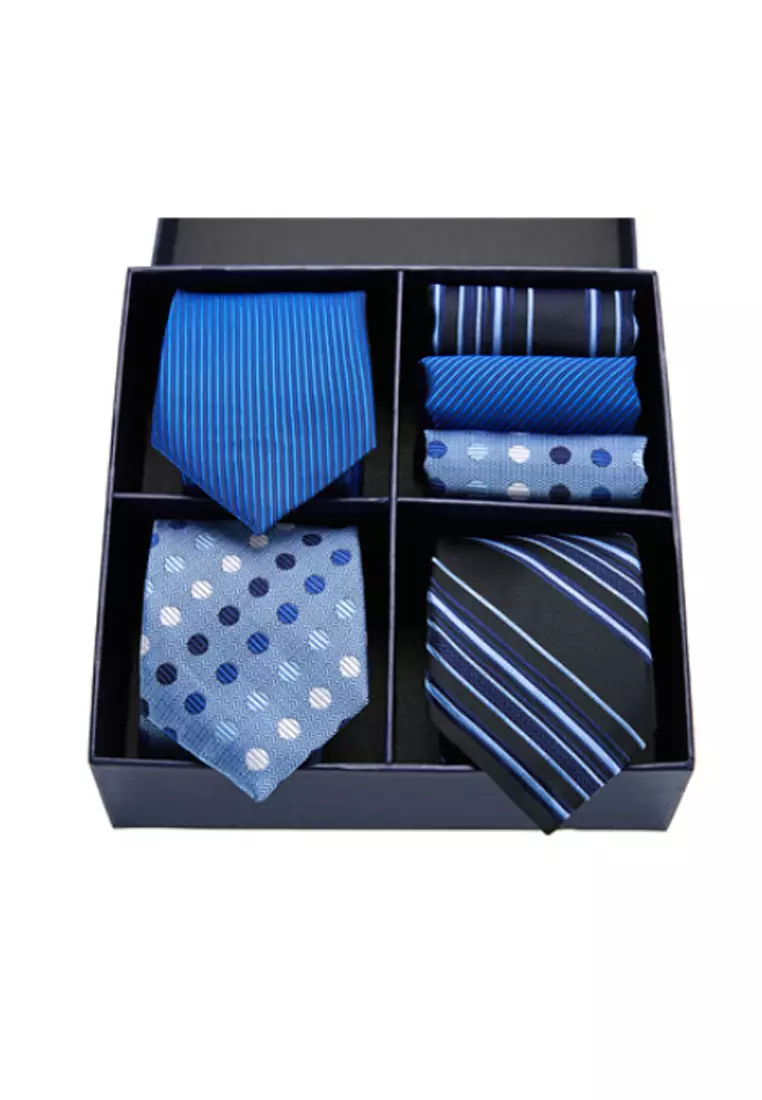 Kings Collection Tie, Pocket Square 6 Pieces Gift Set (UPKCBT2114)