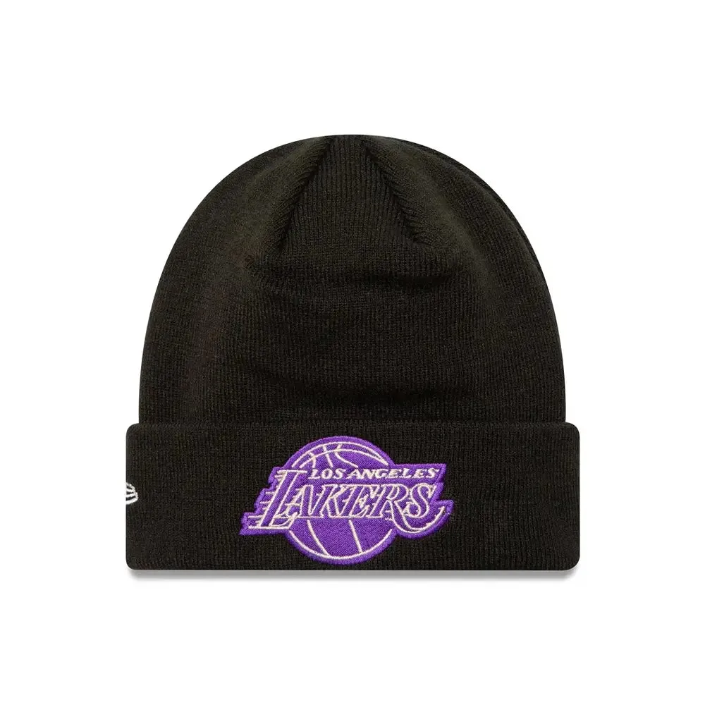 LA Lakers NBA Metallic Black Cuff Knit Beanie Hat