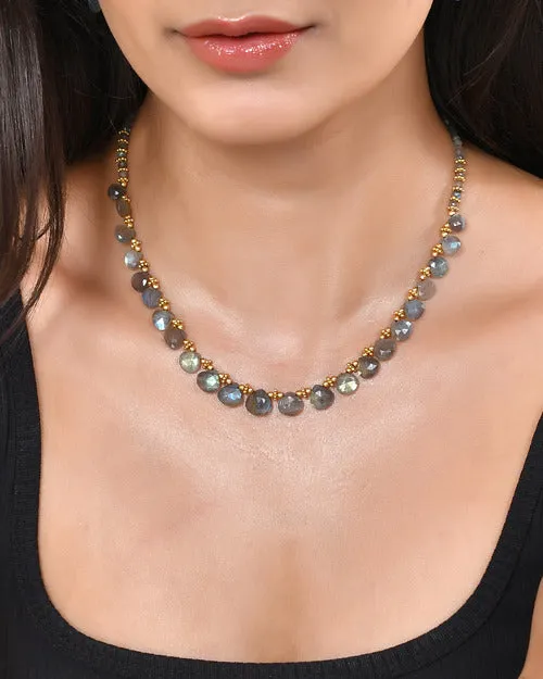 Labradorite Oval and Pear Bead Necklace