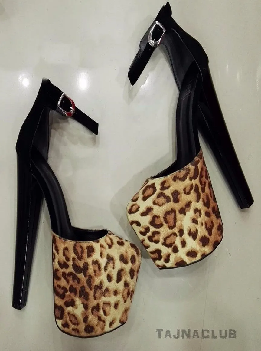 Leopard Ankle Strap High Heels