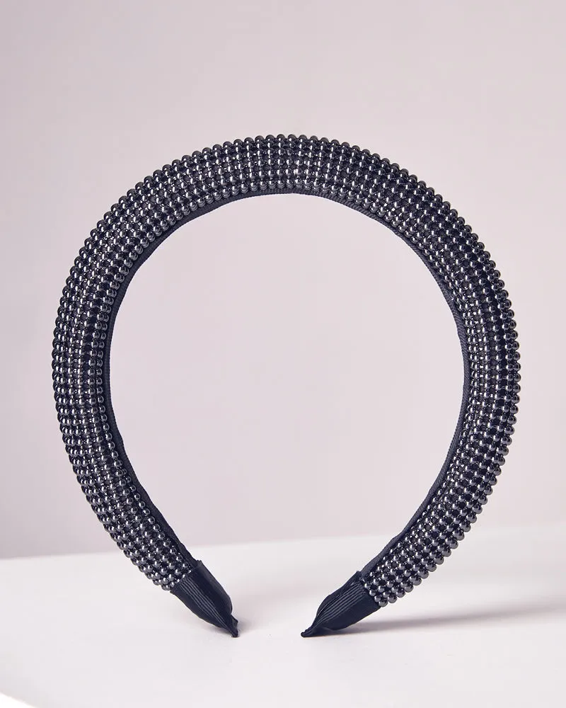 LILY BEADED HEADBAND - GUNMETAL