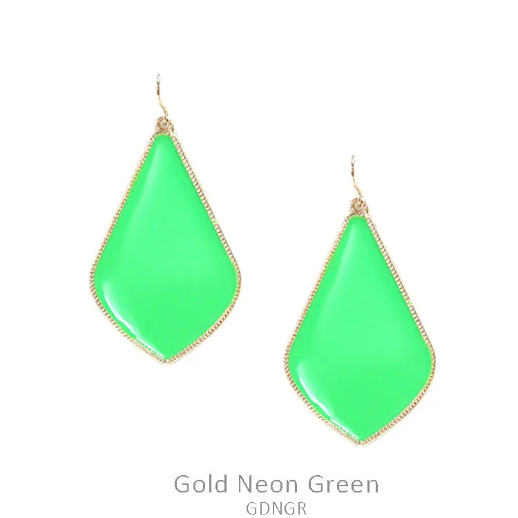 Lime green enamel earrings with bling trim