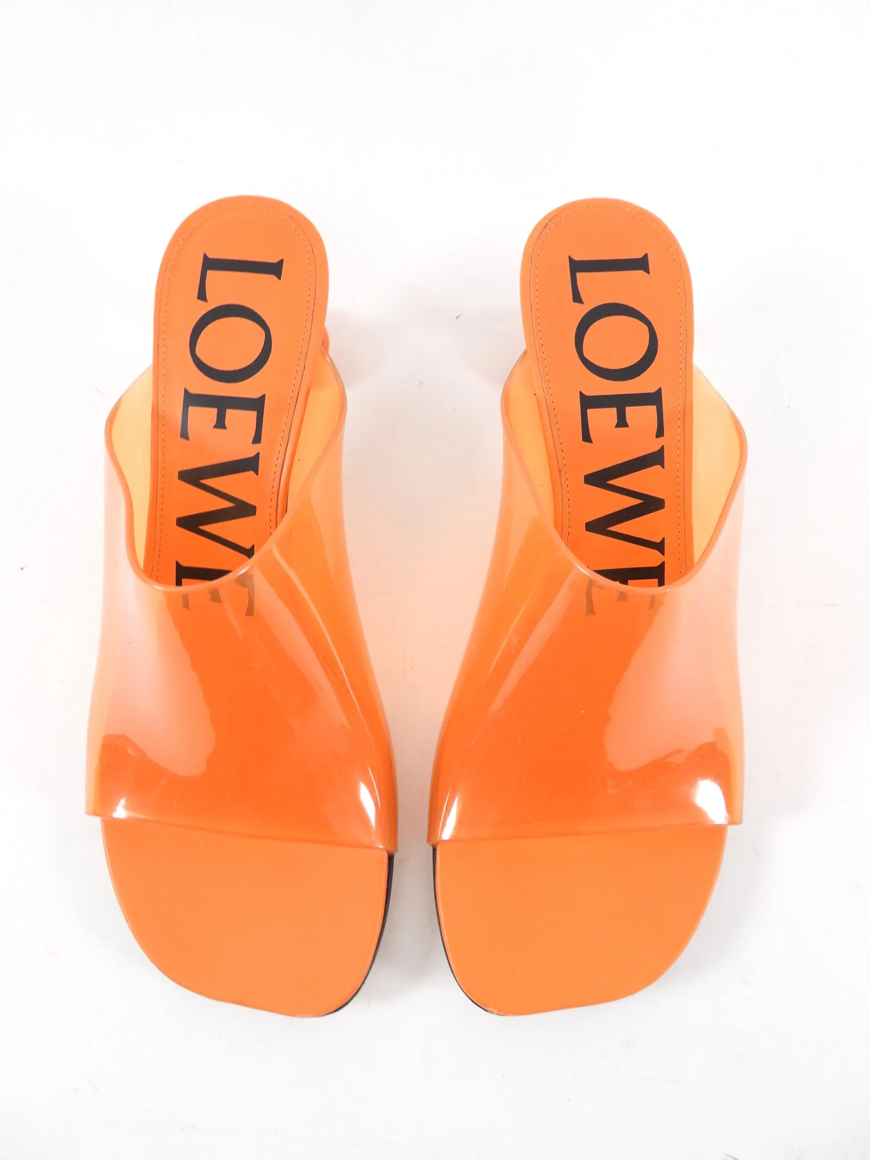 Loewe Toy  Orange Clear Acrylic Mule Slides - 37