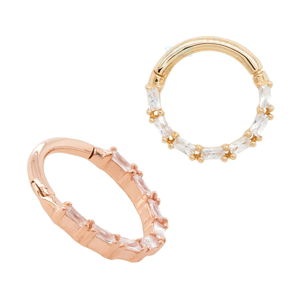 Loved Hinge Ring / Clicker in Gold with CZ's