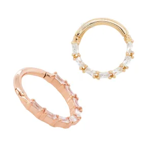 Loved Hinge Ring / Clicker in Gold with CZ's