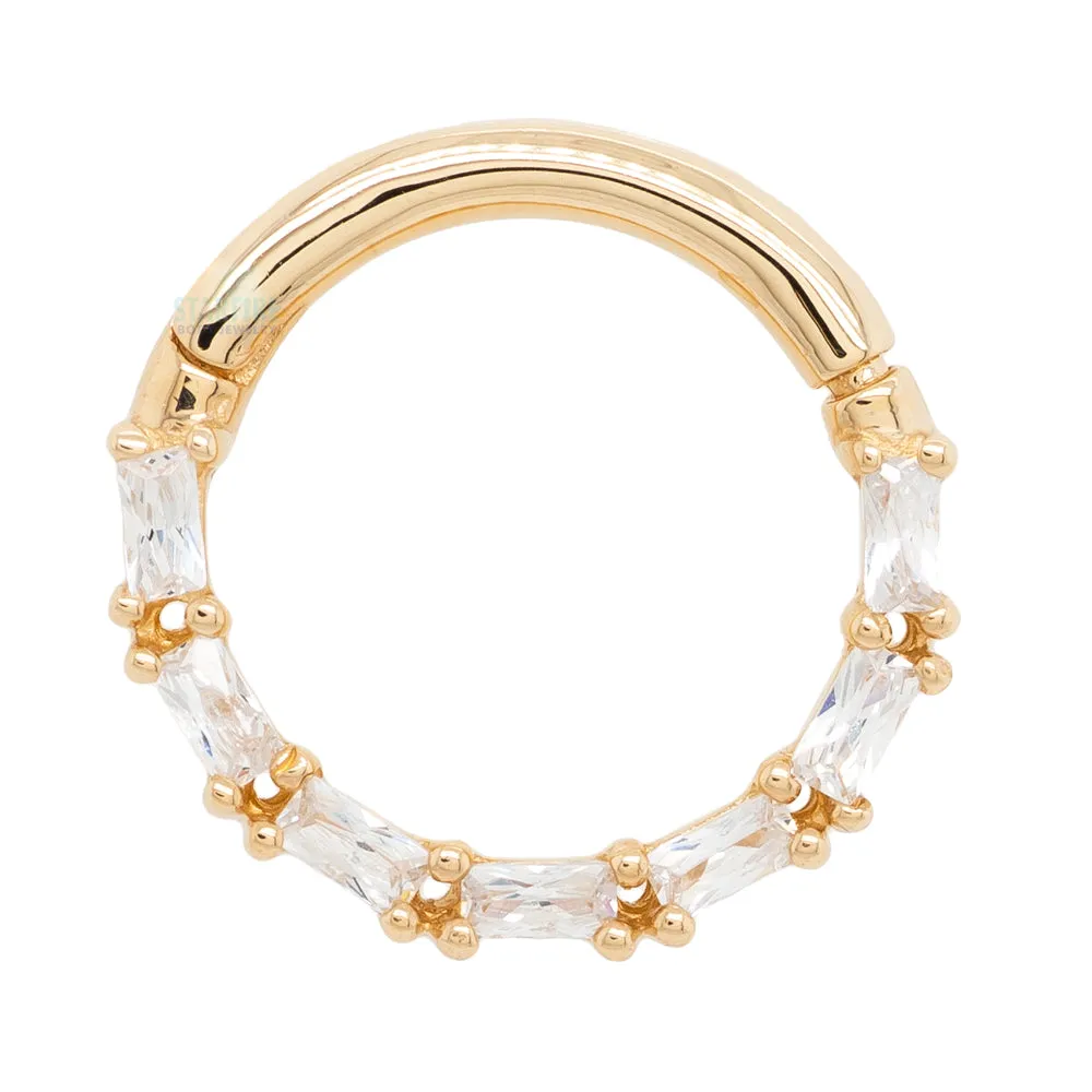 Loved Hinge Ring / Clicker in Gold with CZ's