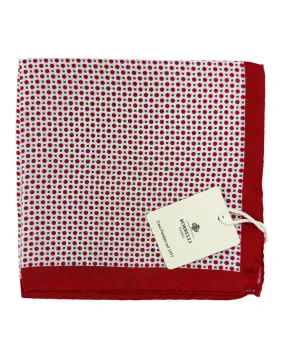 Luigi Borrelli Silk Pocket Square White Dark Red Royal Blue SALE