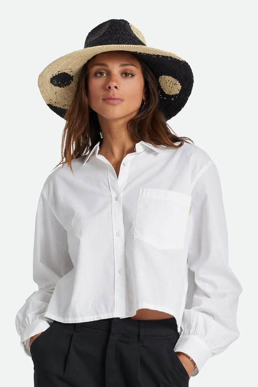 Madeira Pattern Straw Hat - Whitecap/Black