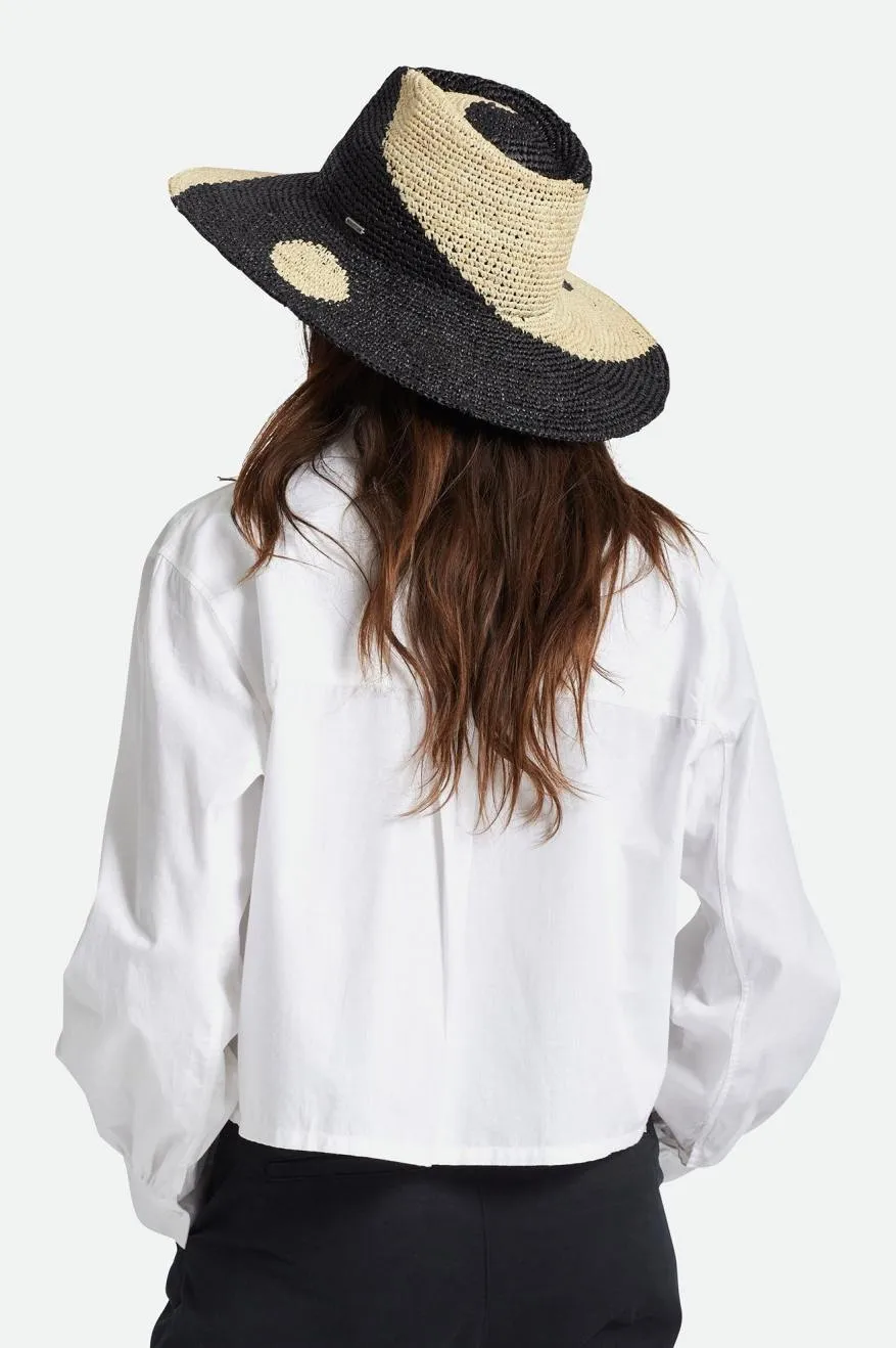 Madeira Pattern Straw Hat - Whitecap/Black