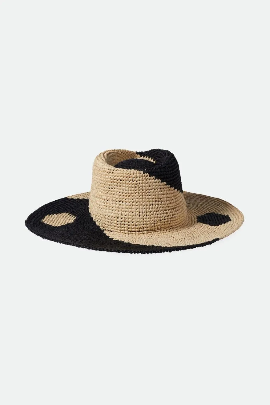 Madeira Pattern Straw Hat - Whitecap/Black