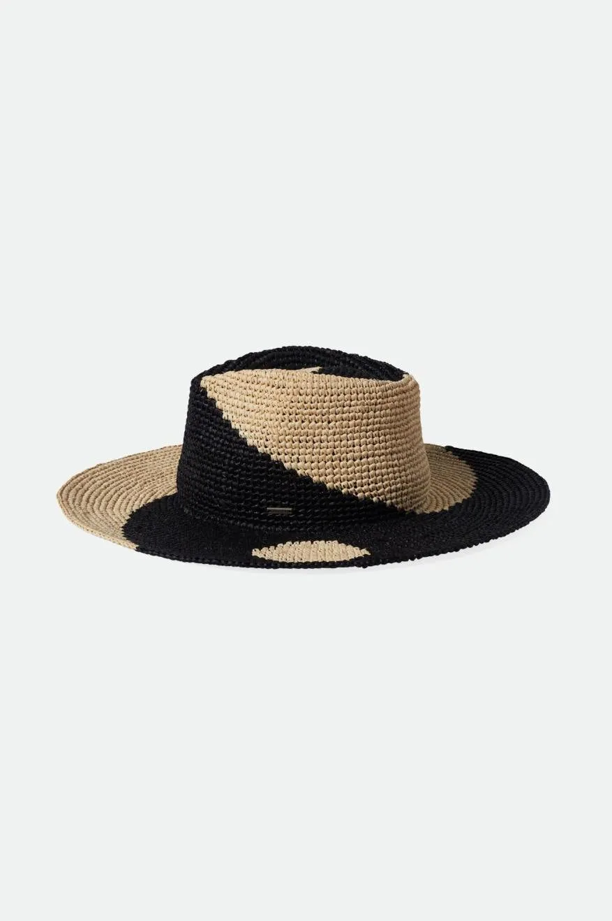 Madeira Pattern Straw Hat - Whitecap/Black