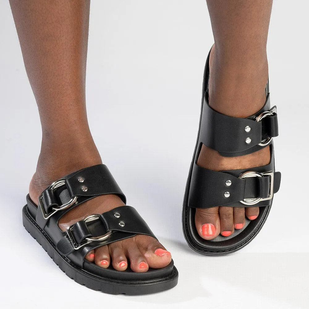 Madison Ayla Double Strap Sandals - Black