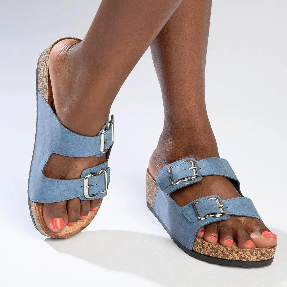 Madison Gayle Double Strap Sandals - Denim Blue