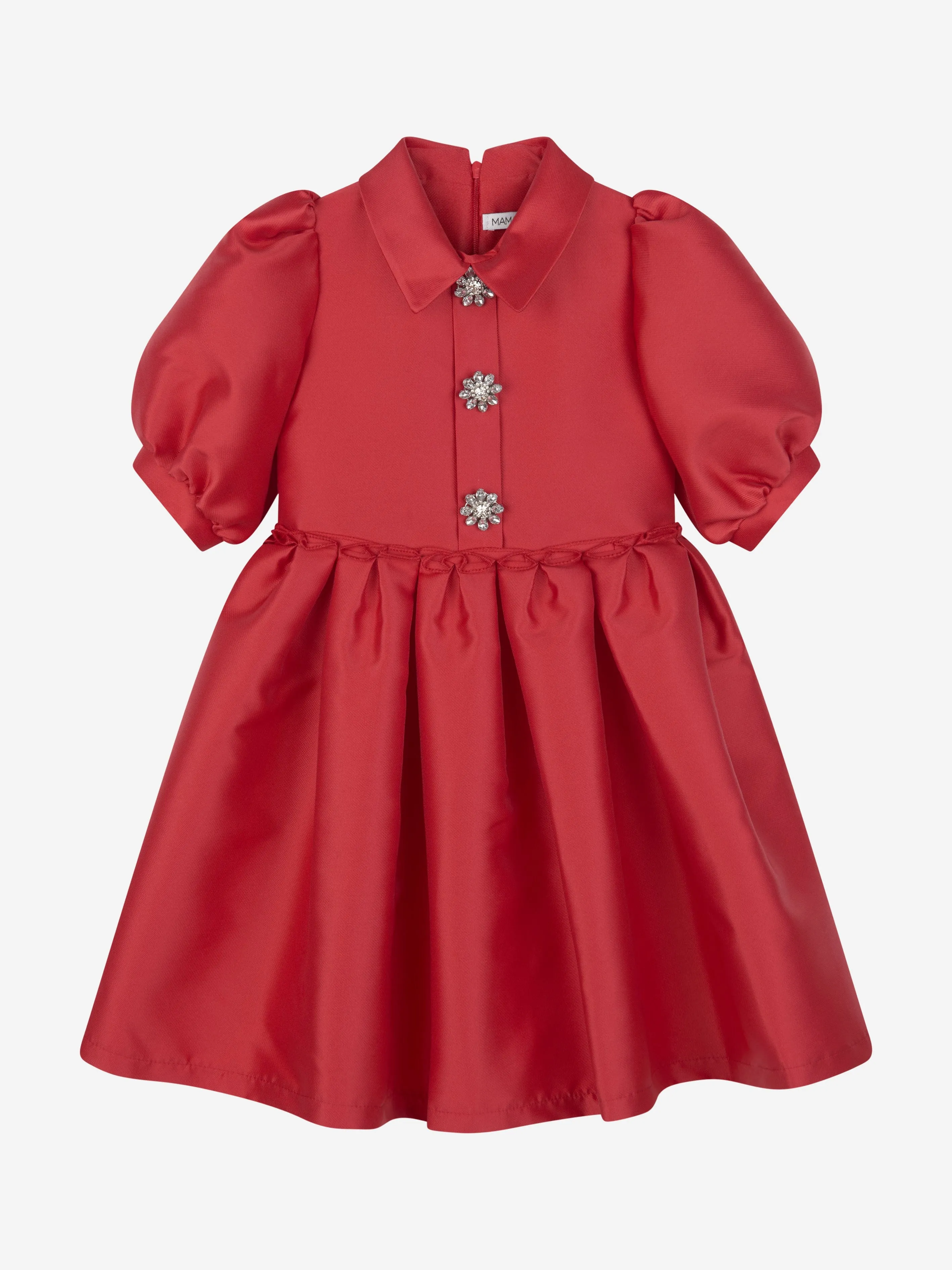 Mama Luma Girls Elegant Brooch Dress in Red