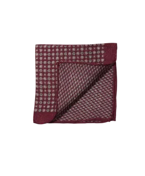 Maroon, Grey & Ivory Medallion & Cubes Double Sided Pocket Square | He Spoke Style