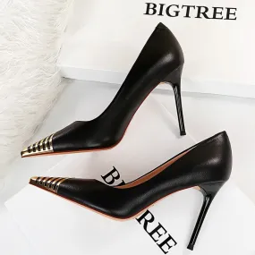 Metal Pointed Toe High Heels Stiletto Party Heels