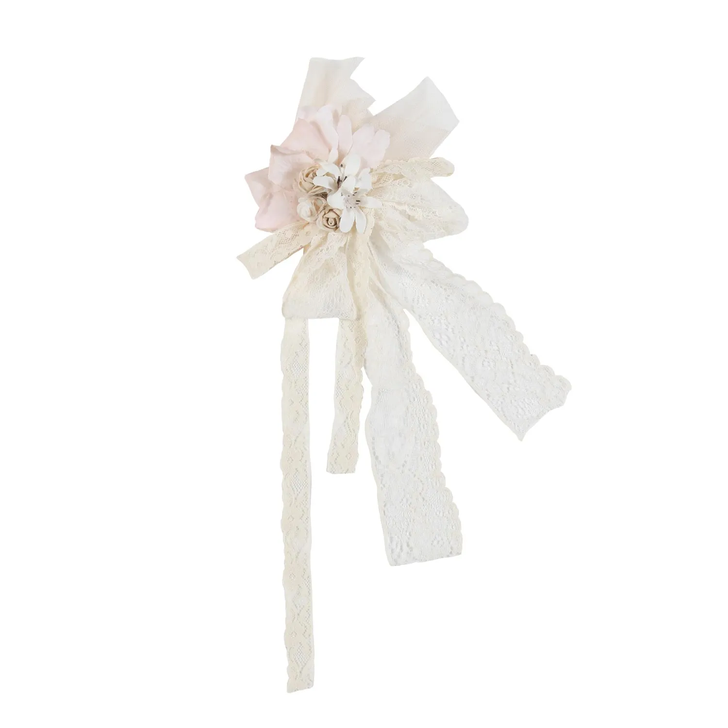 Mimilú Pink And White Lace And Organza Floral Hair Clip