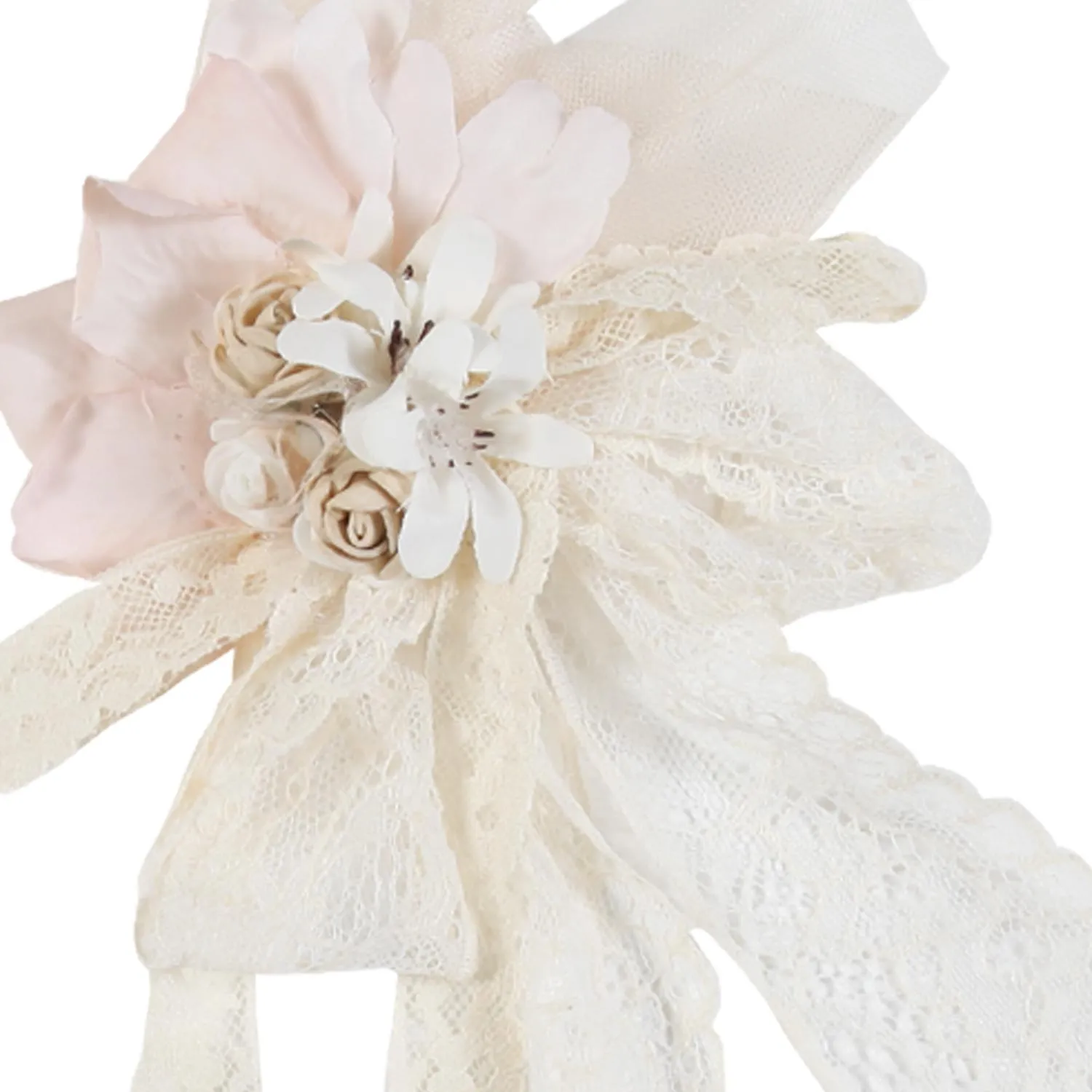 Mimilú Pink And White Lace And Organza Floral Hair Clip