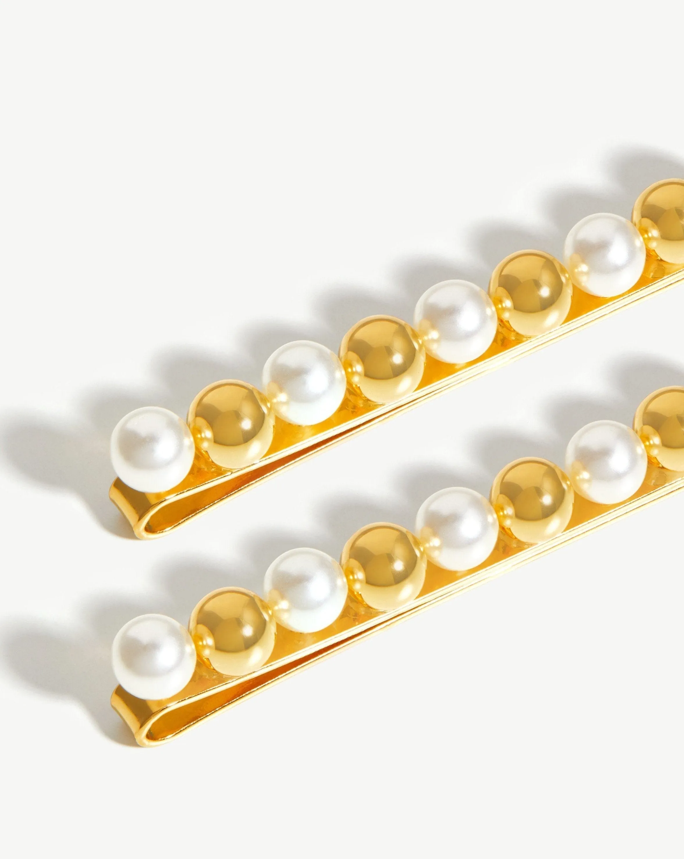 Mini Sphere Beaded Hair Clip Set | 18ct Gold Plated/Faux Pearl