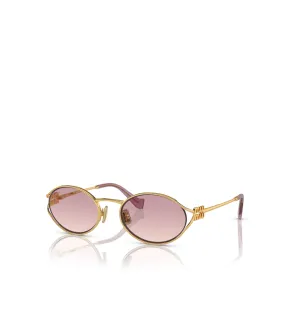 Miu Miu Oval Sunglasses in Gold