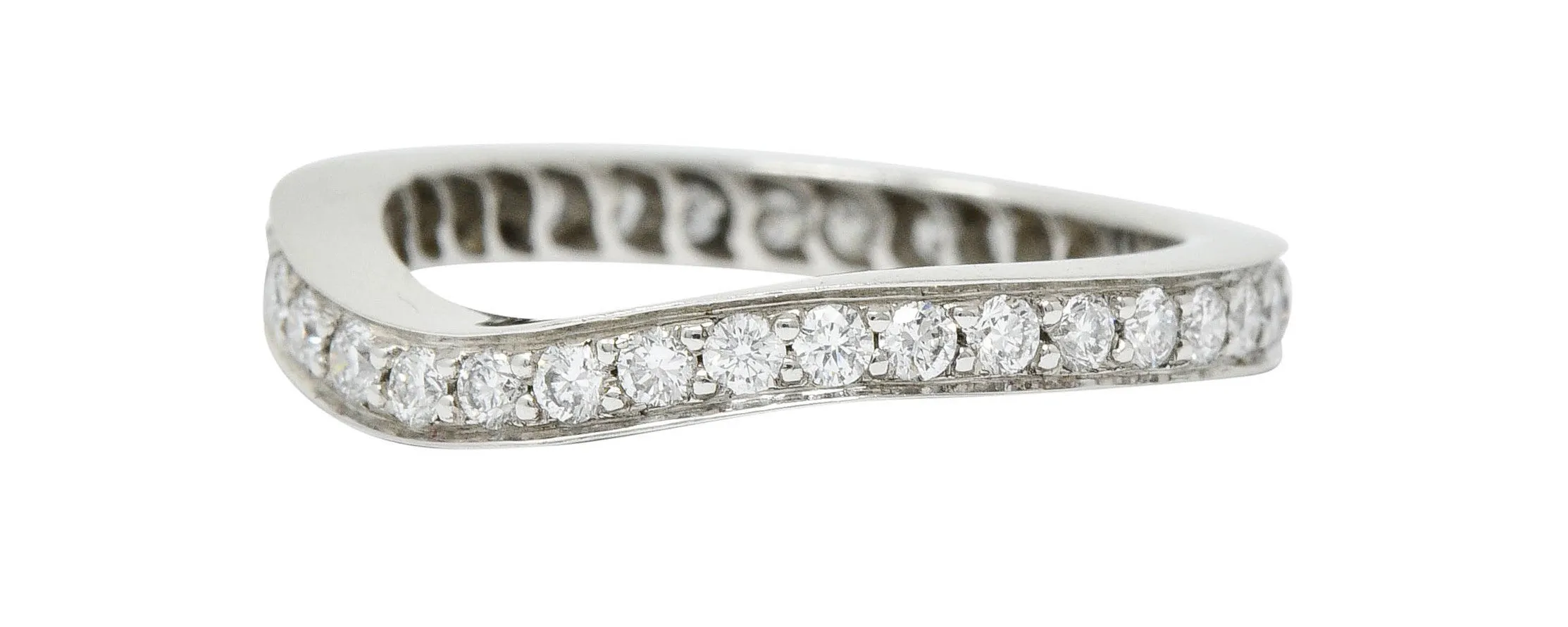 Modern 1.00 CTW Diamond Platinum Chevron Eternity Band Ring