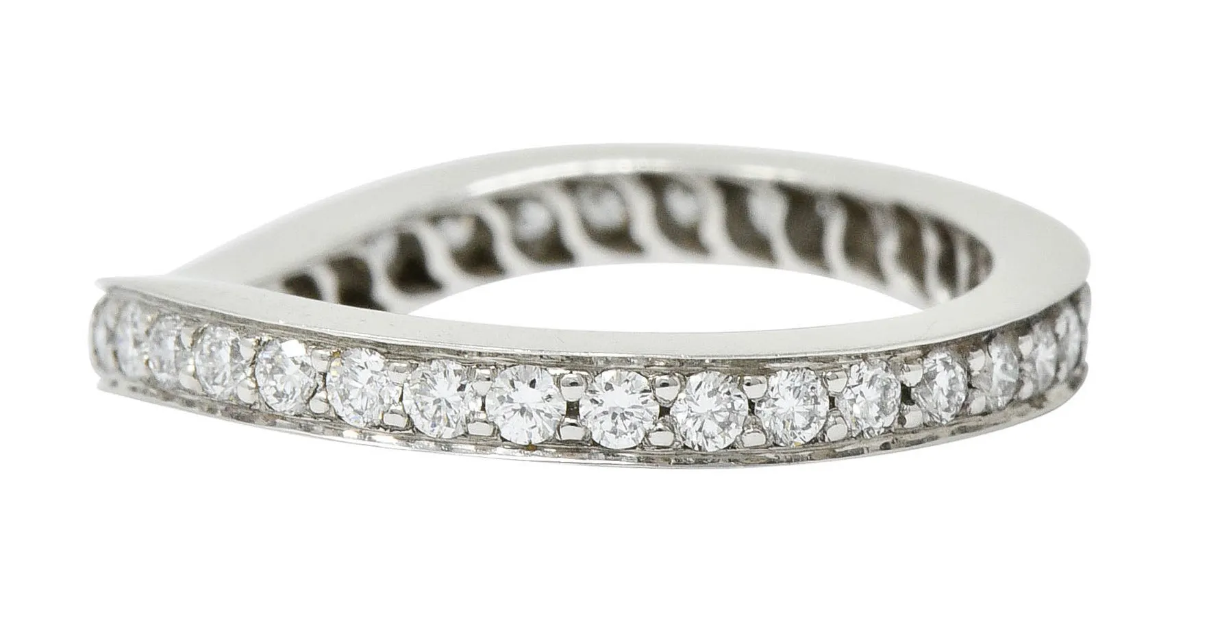 Modern 1.00 CTW Diamond Platinum Chevron Eternity Band Ring