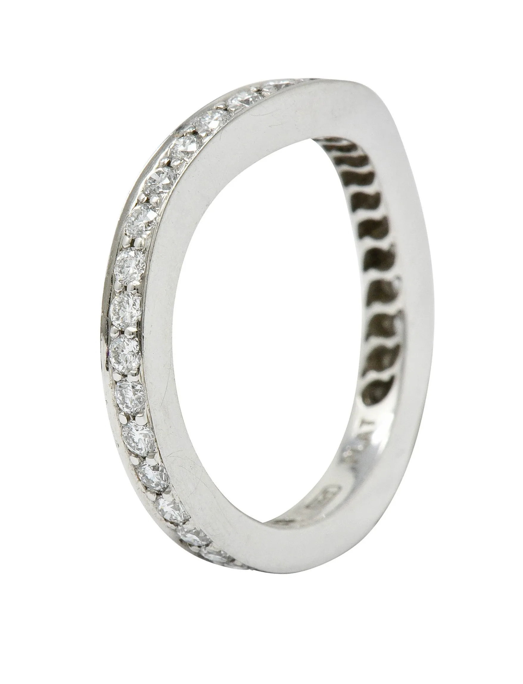 Modern 1.00 CTW Diamond Platinum Chevron Eternity Band Ring