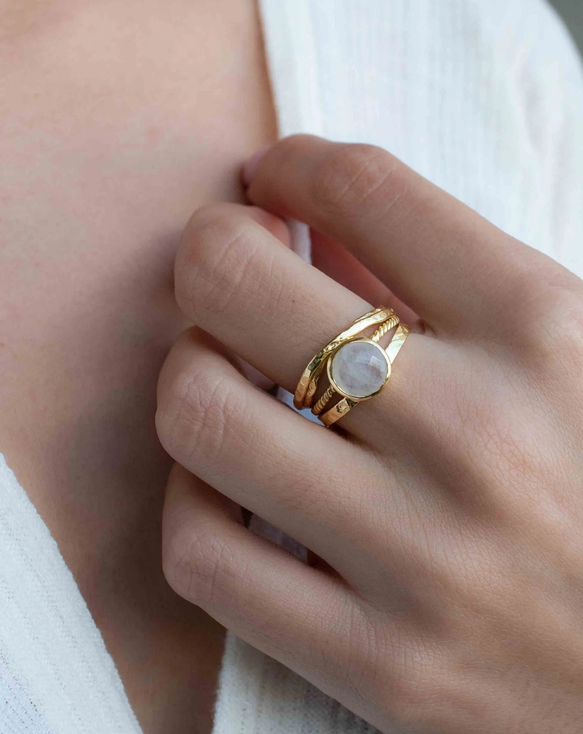 Moonstone Gold Plated Ring *  Statement Ring * Gemstone Ring * Rainbow Moonstone * Gold Ring  * BJR299