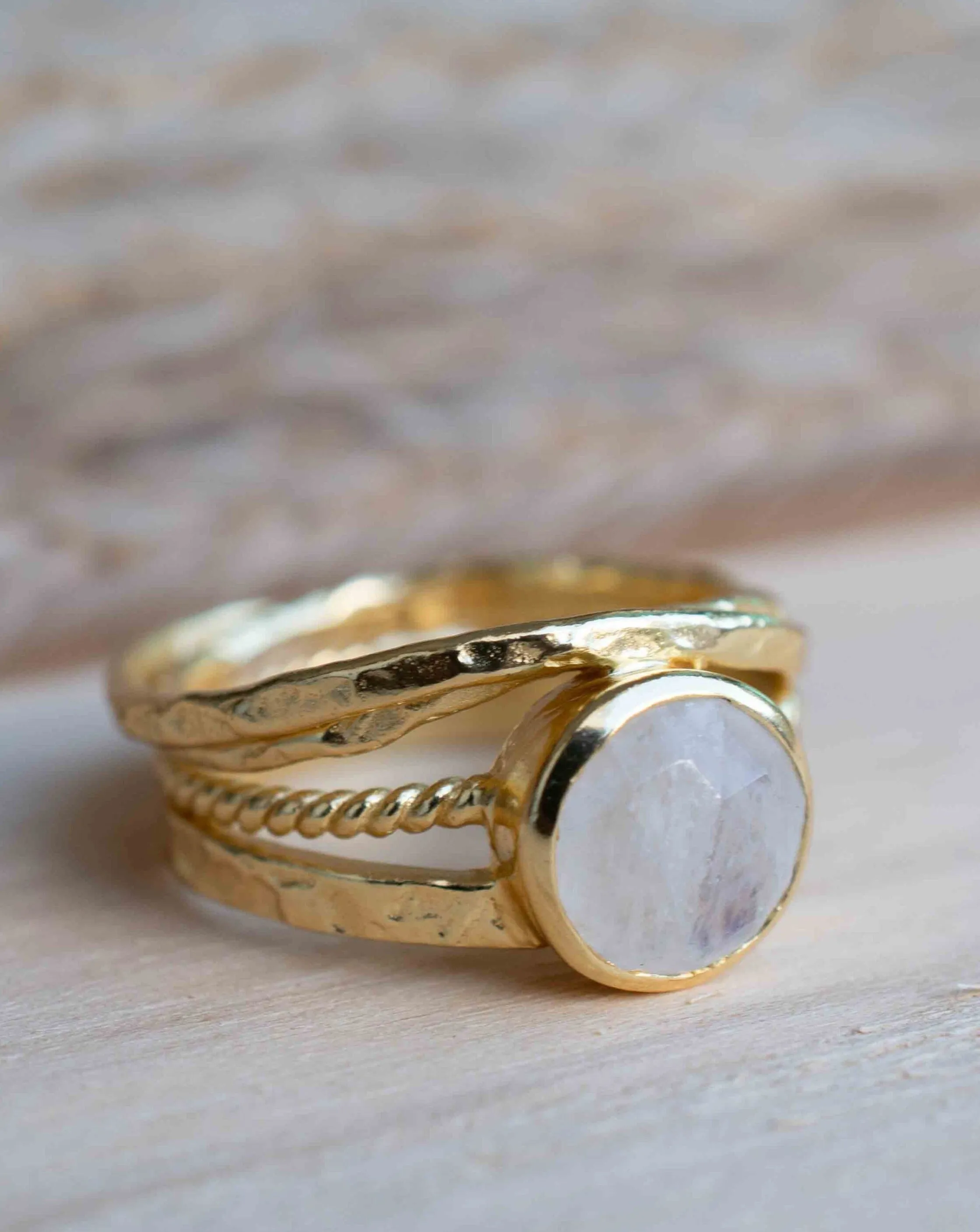 Moonstone Gold Plated Ring *  Statement Ring * Gemstone Ring * Rainbow Moonstone * Gold Ring  * BJR299