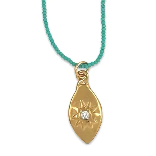 NOLA NECKLACE IN GOLD ON TURQUOISE BEADS