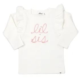 oh baby! lil sis Pink Eyelash Millie Long Sleeve Tee - Cream