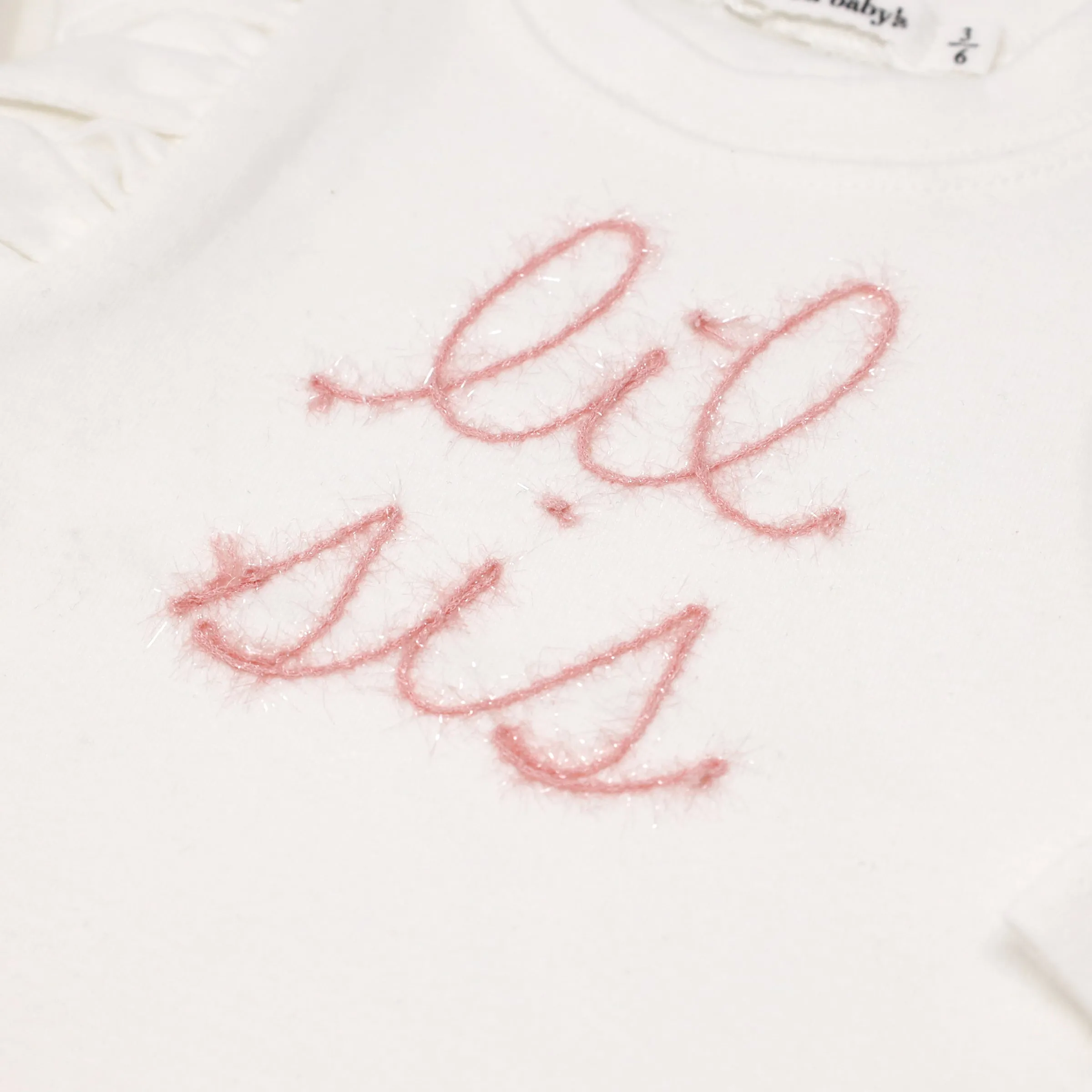 oh baby! lil sis Pink Eyelash Millie Long Sleeve Tee - Cream