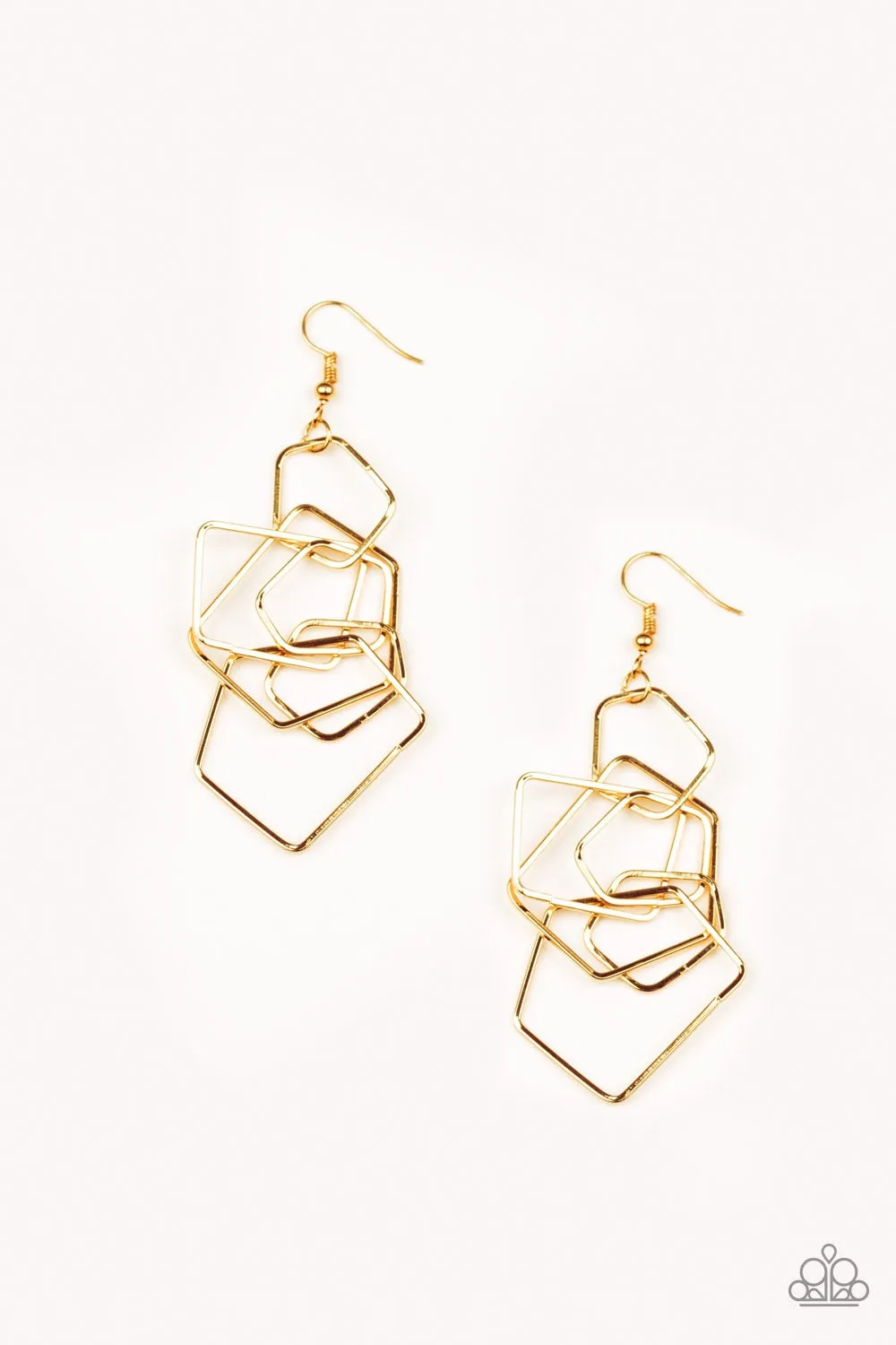 Paparazzi  Five-Sided Fabulous - Gold Earrings