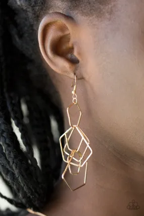 Paparazzi  Five-Sided Fabulous - Gold Earrings