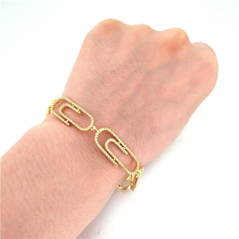 Paper Clip Link CZ Bling Bling Bracelet