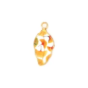 Pendants, Leaf, Single-Sided, Enameled, Multicolored, Gold Plated, Alloy, 22mm