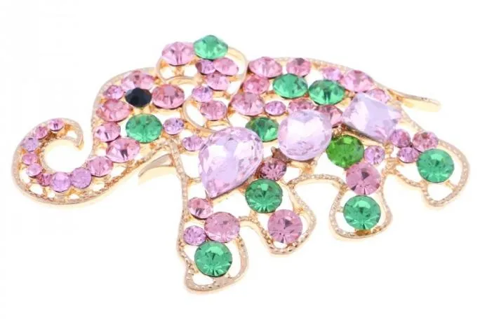 Pink Elephant Crystal Magnetic Brooch