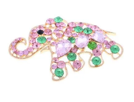 Pink Elephant Crystal Magnetic Brooch